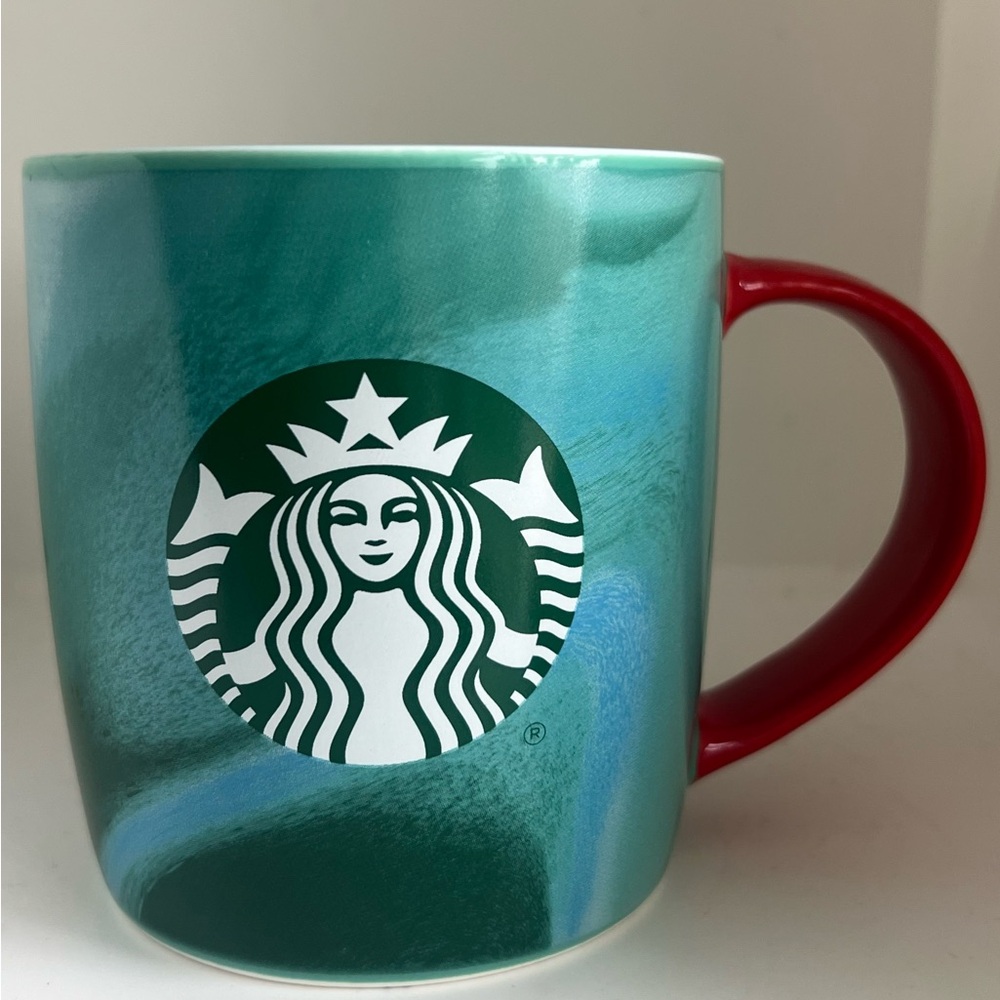 STARBUCKS 2024 Green Ceramic Coffee Mug Holiday Cup 11 Fl oz 325ml